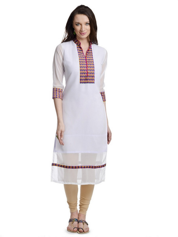 Sukanyaa Sukanyaa Casual Self Design Women Kurti(White)