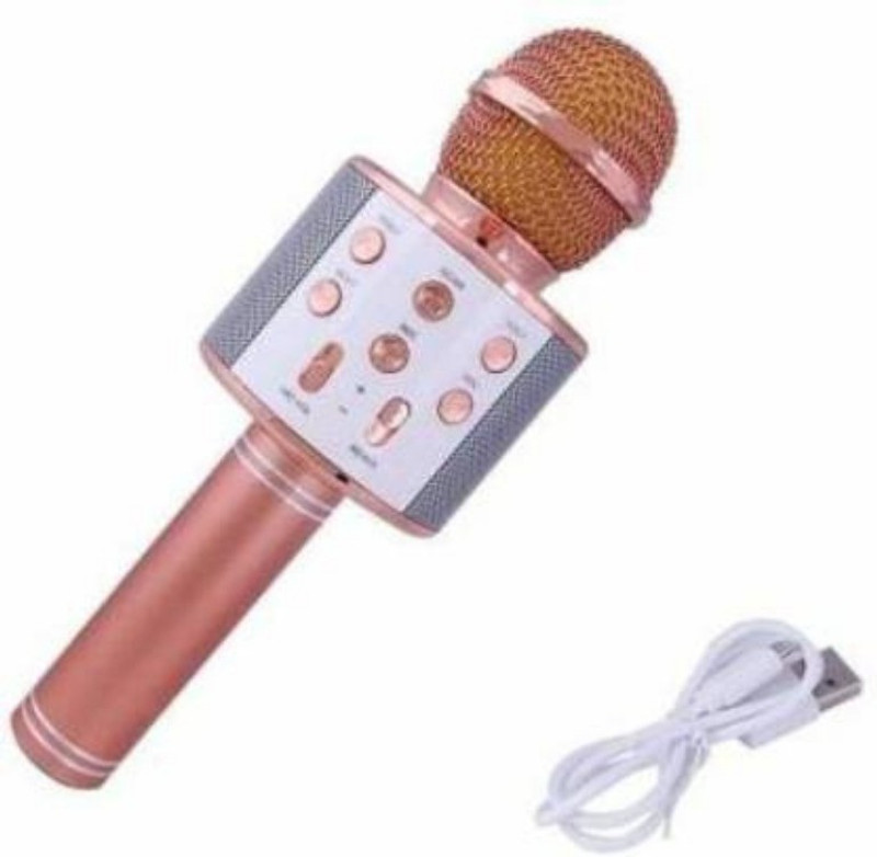 kajtosh Wireless Microphone HIFI Speaker-WS-858(Rosegold) for Singing,Speaker For Home, Party, Singing | Microphone Condensor For Mobile, Laptop Microphone Microphone(Rosegold)