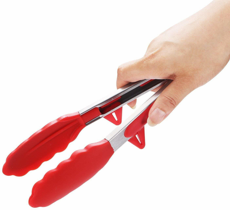 Femora FMSLFGHK Virign Silicone Food Tong with Hook 9" Inch� 24 cm Roasting Tongs(Pack of 1)