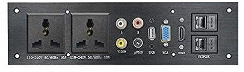 techut cable cubby pop up box with 2 power socket ,2 lan,1 hdmi,1 vga,1 usb and 1 audio & AV multimedia Media Streaming Device(Black)