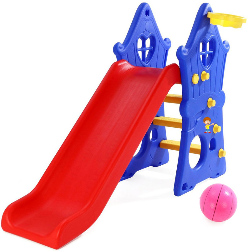 LOOKNSNAP Hut Shape Toy Slide for Kids at Home and School with Basket Ball Ring(Multicolor)