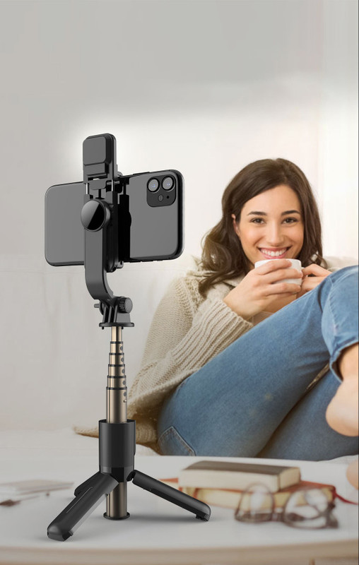 BUFONA Bluetooth Selfie Stick Tripod Phone Holder Gimbal Photo Clicker Video Shutter Tripod, Monopod, Monopod Kit, Tripod Ball Head, Tripod Bracket, Tripod Clamp, Tripod Kit(Black, Supports Up to 700 g)