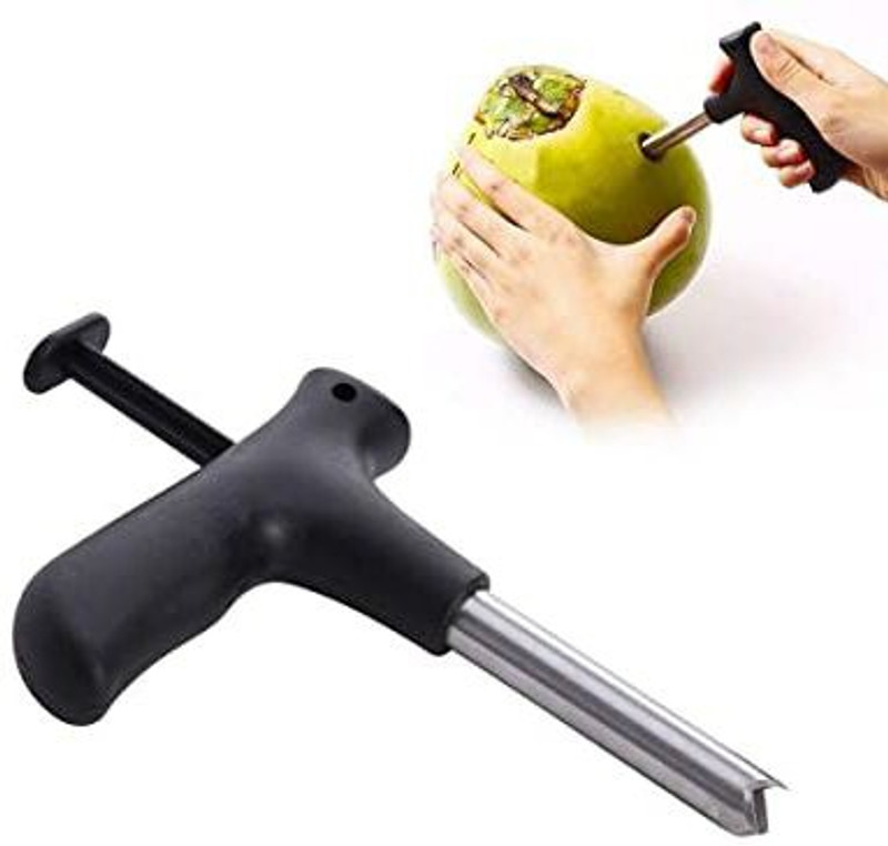 Etrend E-Trend Stainless Steel Coconut Opener Tool, Coconut Driller, Coconut Opener Machine, Coconut Opener Knife, Coconut Water Opener Straight Peeler(Black)