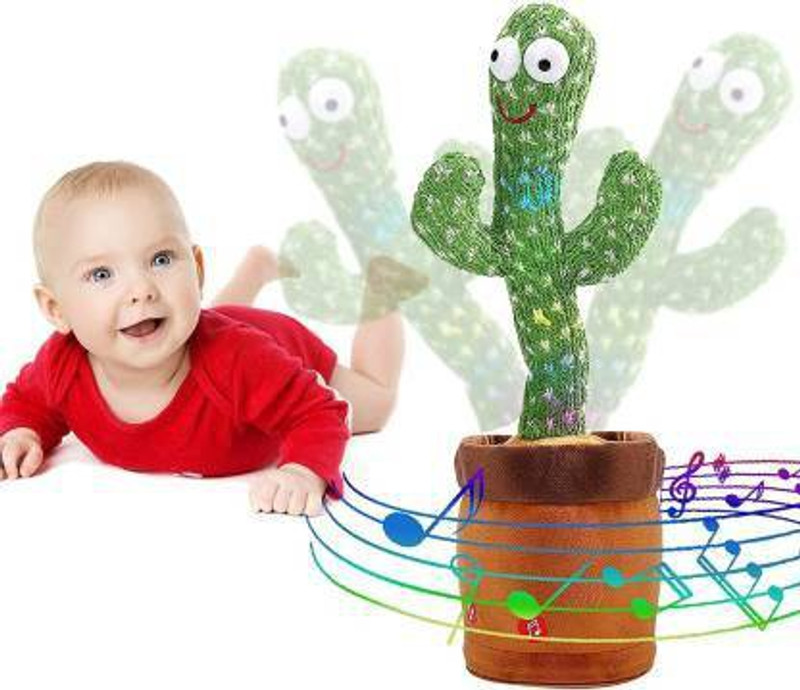 varnirajimportexport Dancing Cactus with Lights Up Talking Singing Toy Decoration Rechargeable Dancing Cactus Plush Toys Same Talking Tom Toy Funny Early Interesting Childhood Education Toys for Kids(Multicolor)