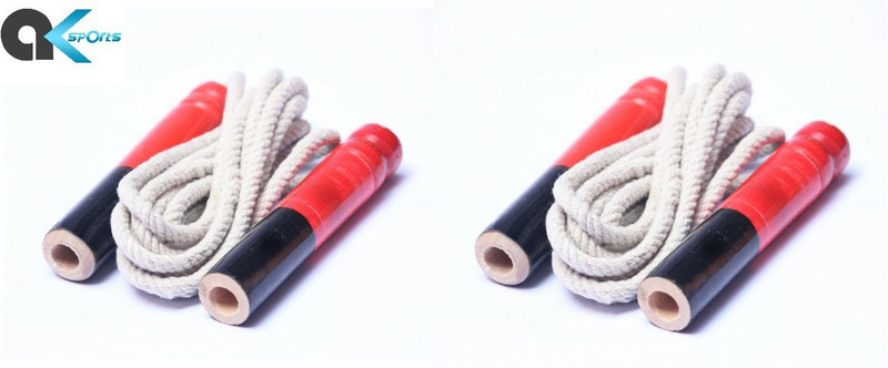 A.K (Pack Of 2Pcs) High Quality Product Wooden Handle Jumping Rope for Men Women Freestyle Skipping Rope(White, Red, Black, Length: 250 cm)