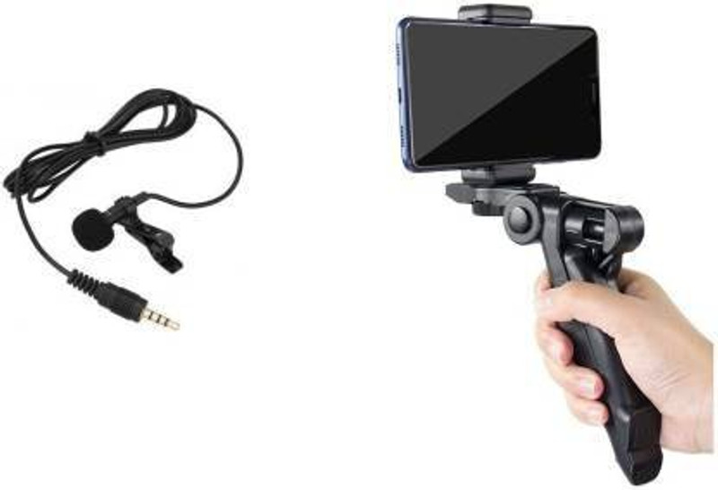 Designbase Mini Photography Tripod with Microphone for Vlogging Youtube Voice & Video Tripod Kit(Vlog Tripod withMic, Supports Up to 1500 g)