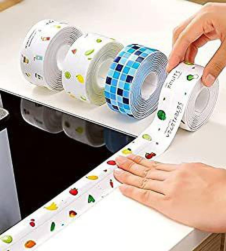 Shyam Creation Waterproof Tape for Kitchen Sink Oil Proof Caulk Tape Strip Self Adhesive Bathroom Corner Caulking Sealing Tape Gap Sealer Waterproof Tape Yoyo Tape(white)