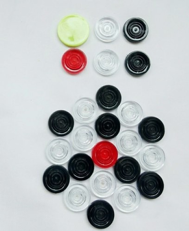 R D SPORTS MALL "High Class Transparent Carrom Coins/Pawns For Carrom Board Carrom Pawns(Pack of 19)