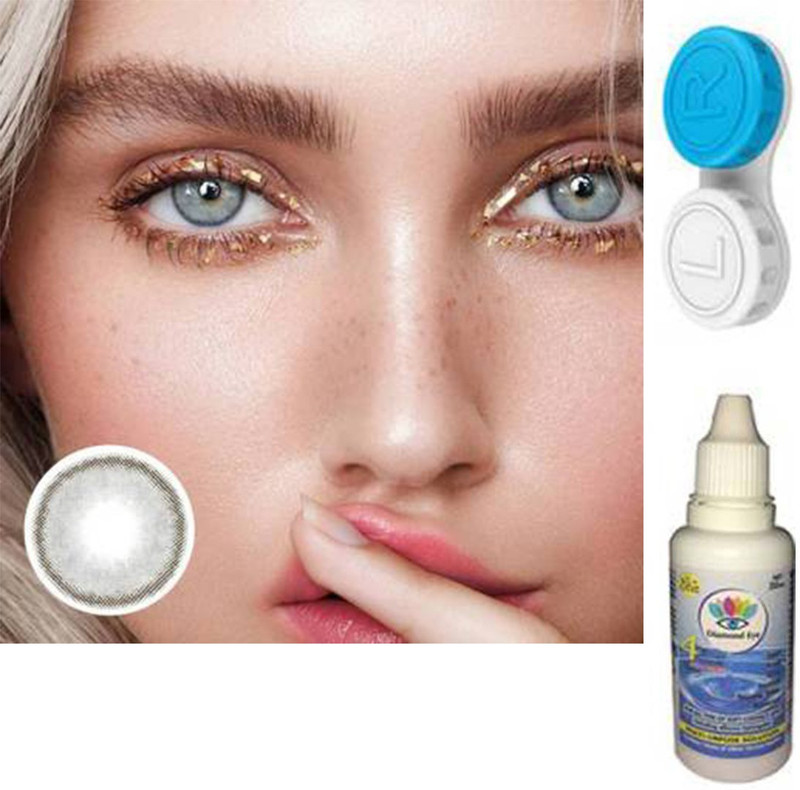 Diamond Eye 2 Pair Monthly Grey Sky Blue Colored 0 Power Contact Lenses Monthly(Pack of: 2)