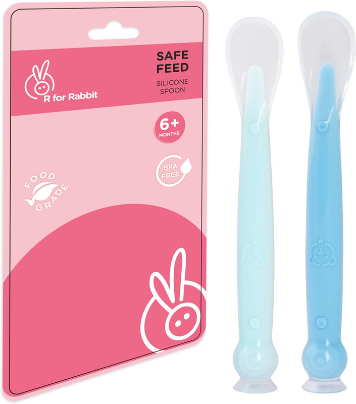 R for Rabbit Premium Safe Feed Silicone Baby Spoon Set for Baby Feeding, Food Grade PP, BPA & Phthalates Free for Kids 6+ Months  - Silicone, Food grade PP(Lake Blue, Blue)