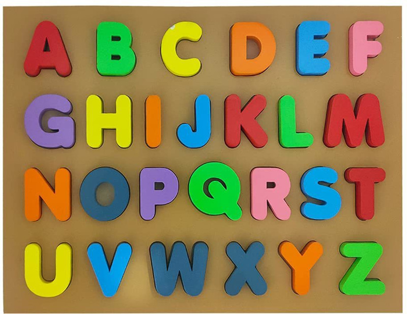 Wembley Wooden Uppercase A-Z English Alphabetical Puzzle Board for Kids(26 pieces)(Multicolor)
