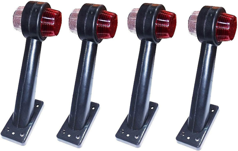 Allpartssource LED 12 Volts Side Marker Lamp Truck Trailer Chassis Camper Caravan Lens Red and Clear Set of 4 Pcs Car Dash Indicator Lamp