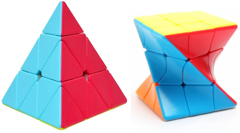 Authfort 3 X 3 Twist Speed cube and Pyraminx Pyramid Triangle High Speed Stickerless Cube combo pack of 2(2 Pieces)