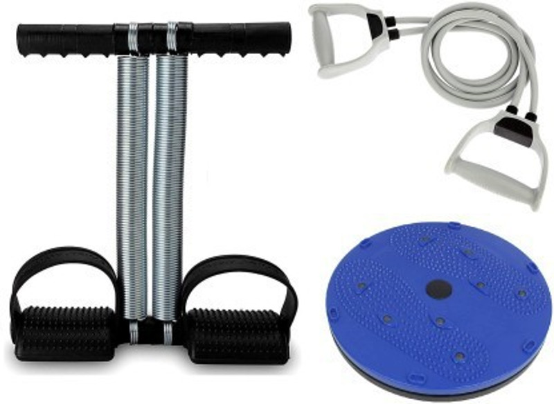 Shopeleven Combo Full Body Exerciser Home Gym Kit Toning, Trimmer, Twister Resistant Band Resistance Tube(Multicolor)
