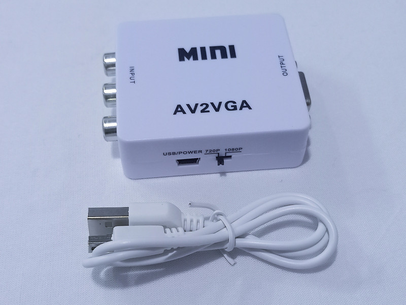 GIPTIP Mini AV RCA to VGA HD Video with Audio to PC HDTV Converter, Setup Box connect to VGA LED Monitors Media Streaming Device(White)