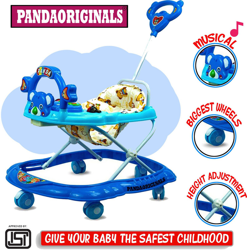 Pandaoriginals 555 with parent rod Pram(No Recline position, Blue)