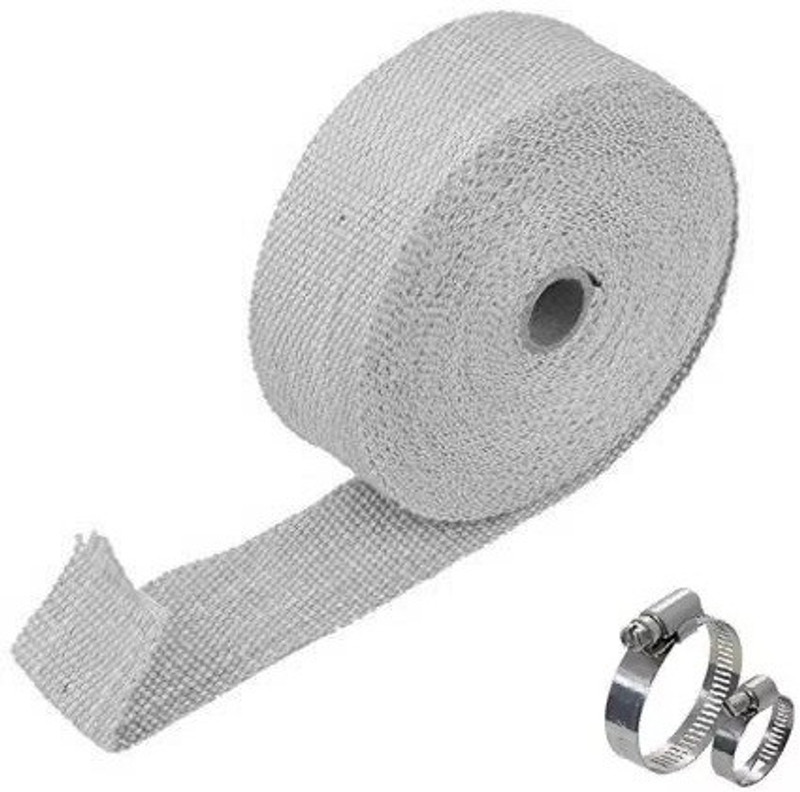 AXWee 3 METER Silencer Wrap With Clamp Bike Exhaust Heat Shield -White Bike Exhaust Heat Shield