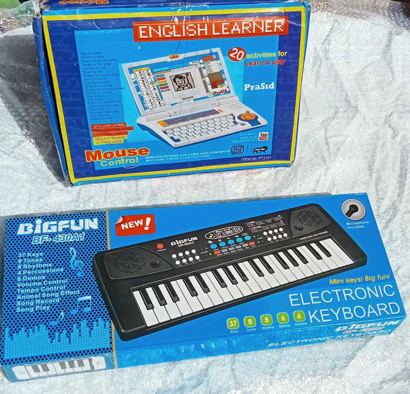 Kmc kidoz combo Piano Keyboard, Portable Electronic Keyboards for Beginners, Piano for Kids with Microphone, 37 Keys Kid Musical Toys Pianos with Laptop, LED Display, with Music, Educational Kids Laptop Learner with LED Screen Multicolor(Multicolor)