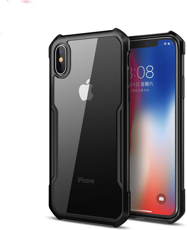 Meephone Back Cover for Apple iPhone X(Black, Transparent, Grip Case)