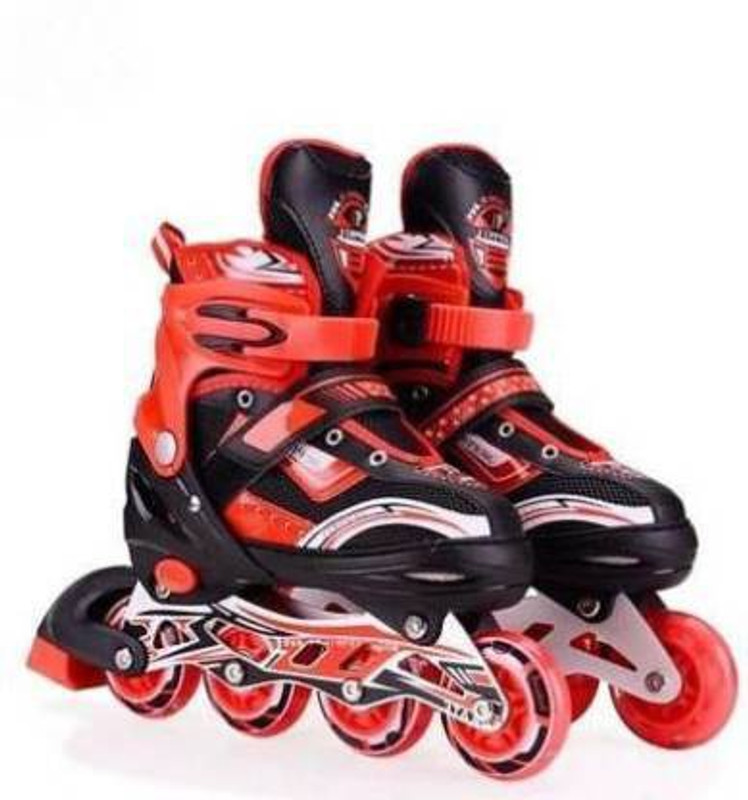 JR CLUB High quality Skating in-line Shoe PU LED wheel - Size 6-9 UK (Red) In-line Adults Size  6 UK - 9 UK(Adjustable, Advanced, Black)