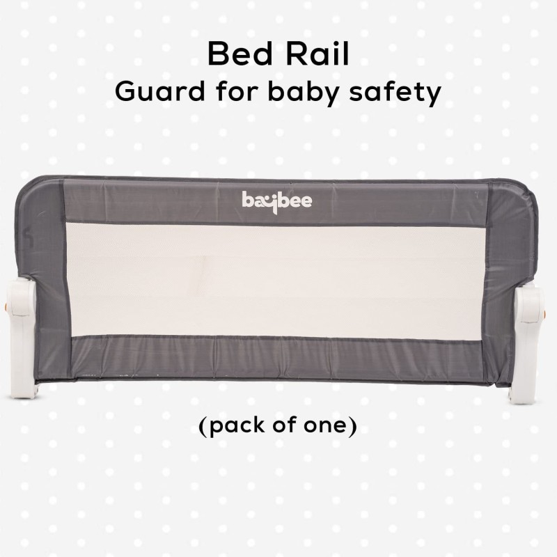 baybee Bed Rail Guard Barrier for Baby Safety Size (102x42) Portable & Height Adjustable Falling Protector Fence for Bed, Foldable Safeguard Bed Rails Single Side Bed for Newborn Toddler Kids(Grey)