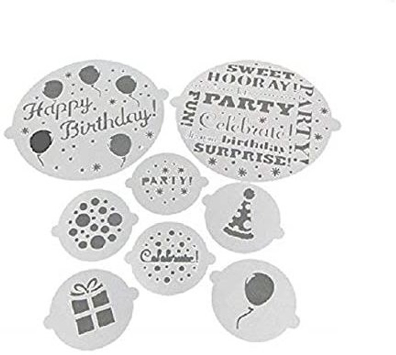 Connectwide Cookie Stencil, Cake Top Stencil, Cupcake Stencil(Pack of 8)