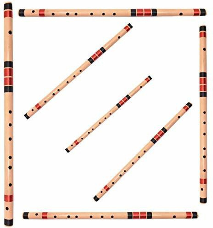 Shiv'z Muzic Flutes SET of 6 BASE Premium Bansuri, B,A, G,F,E &D (with Written Manual & Bag) Bamboo Flute(70 cm)