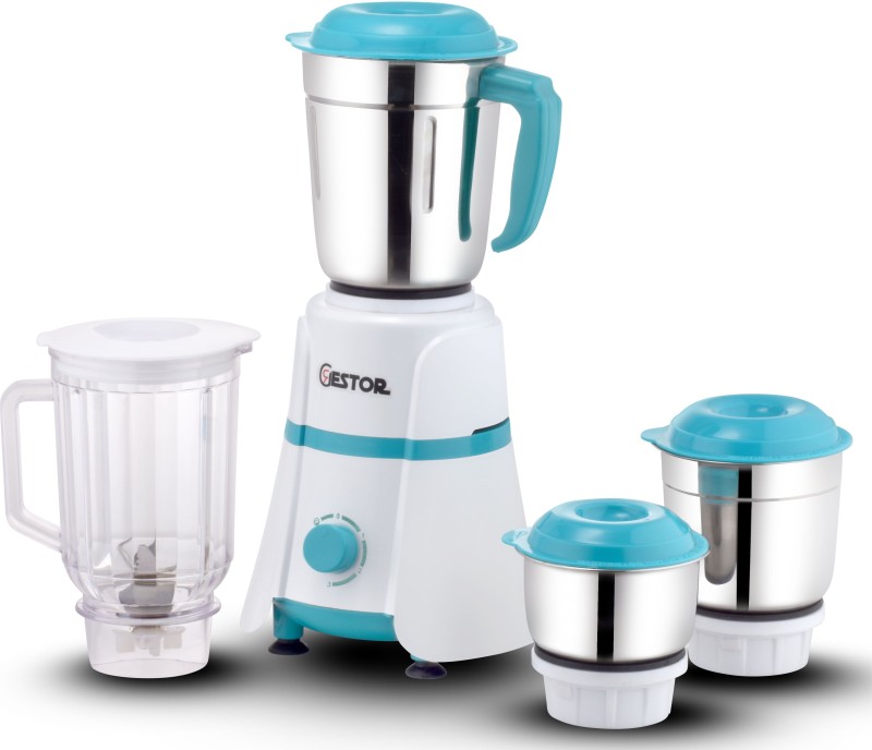 GESTOR Style Dlx Powerful Copper Motor with Unbreakable Polly Jar DLX Series 750 Mixer Grinder (4 Jars, White, Green)