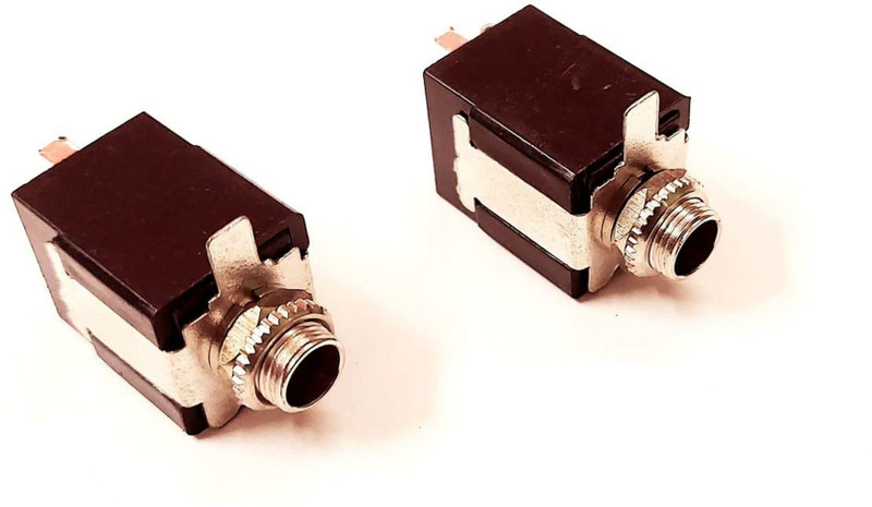 ERHIndia (Pack of 2) 6.35mm MONO Jack Female Socket Panel Chassis Mount Audio Connector 6.5mm Mic Female Jack Socket Connector mic socket(Silver)