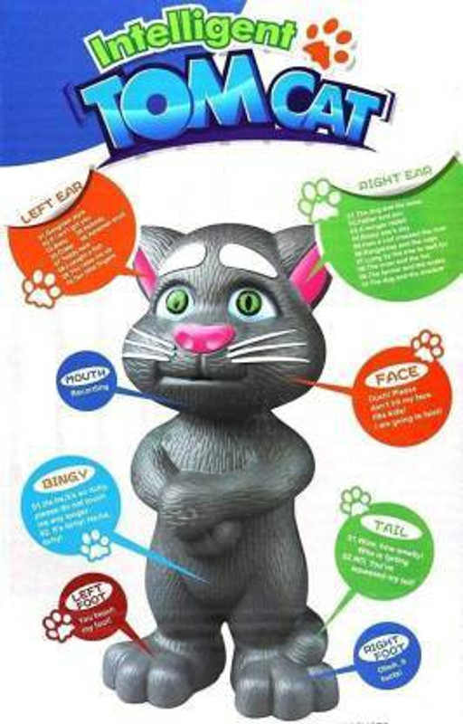 migwow Intelligent Talking Tom Cat Toy for Kids fun with touch musics Speaking Repeats What You Say - Best Gift (Grey)(Grey)