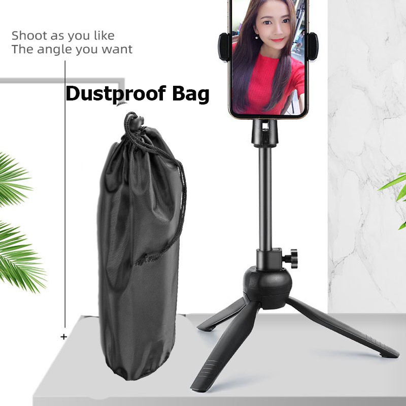PULTO New Collection Universal Phone Tripods Holder + Dustproof Bag 360 degree adjust tablet video micro mobile cell phone tripod holder stand Adjustable Desktop Microphone Tripod Microphone Stand Holder Adjustable Phone Selfie Stick Desk Tripod Stand Support Display Holder Mobile Phone Stand Holder