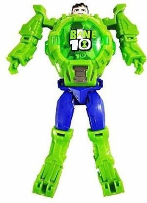 FLYmart Cool Bane Tene10 Robot Toy DigitalWristwatch | Super Hero Bane Tene10 Robot fun play toy Convert to DigitalWatch | Cool double feature activity series | OMNIVERSE Style figure Play thing(Green)