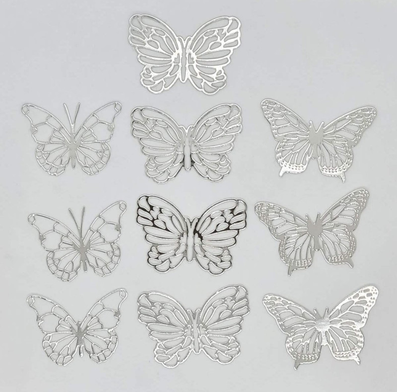 Bakedude 10 pcs Silver Butterfly Paper Topper For Cake And Cupcake Decoration Cake Topper(Silver Pack of 10)