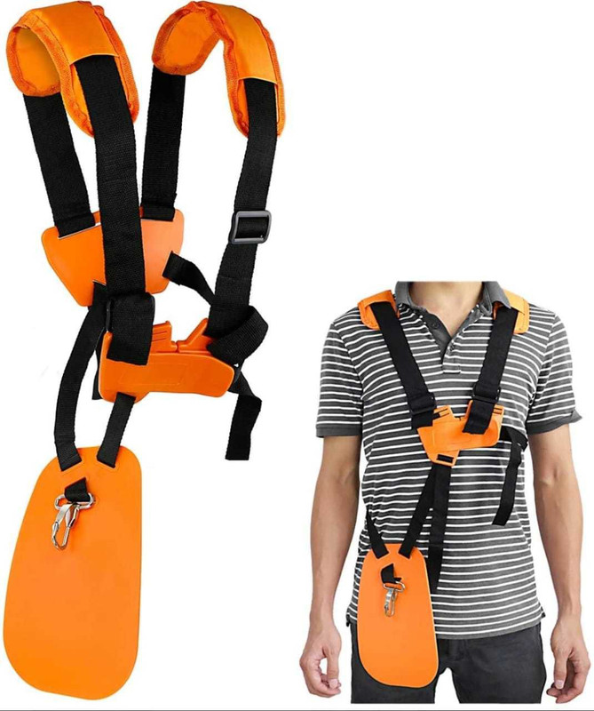 Dgk Heavy Duty Belt for Brush Cutter Machine Shoulder Double Strip Jacket Type Adjustable for All Side Pack Grass Trimmer (Orange) Manual Self Propelled Lawn Mower(0 inch)