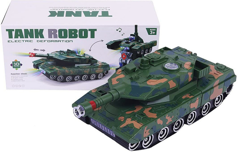 MeToy Robot Tank Toy for Kids with Bump & Go Action with Light & Music Automatic Transforming Deformation Combat Tank Transform Robot Toy(Multicolor, Pack of: 1)