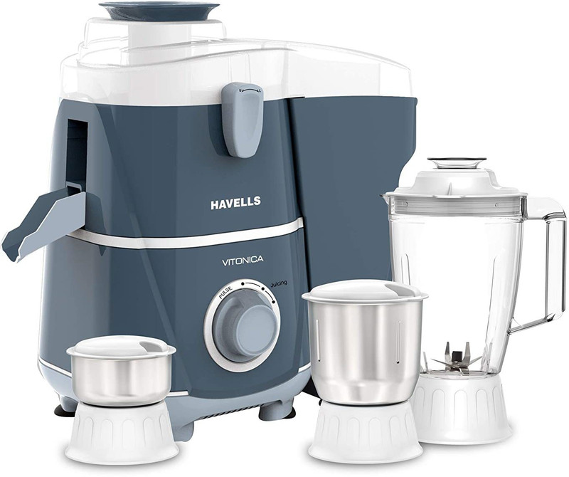 HAVELLS Vitonica 500 W Juicer Mixer Grinder(Vitonica | 3 Jars | White - Light Blue)