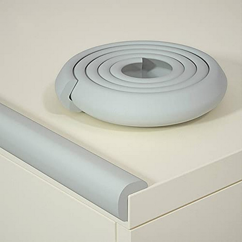 Dhvsam Baby Proofing Edge Corner Protector, Soft Rubber Foam Table Bumper Guard, 3M Taped Corners, 6 ft Edge Grey (Pack of 1)(Grey)