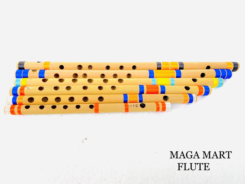 MAGA MART | MUSICAL | 8 PCS | NATURAL | BAMBOO | FLUTE | INDIAN | BANSURI | SET | PROFESSIONAL | FLUTES | Bamboo Flute(48 cm)