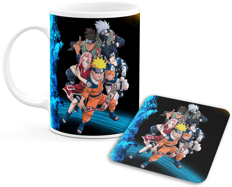 TrendoPrint Anime With Coaster (Plate) Ceramic Coffee Milk Tea Cup (350ml) Best Gift For Happy Birthday, Anniversary, Friendship Day, Kids, Friends, Brother, Sister, Boys, Girls, Son, Daughter_(MC-10) Ceramic Coffee Mug(350 ml, Pack of 2)