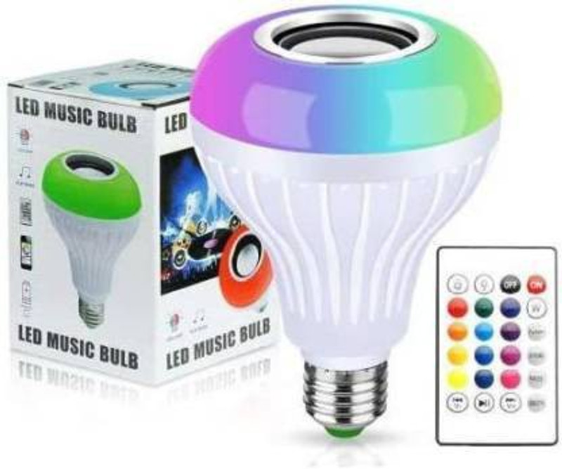Evaahub Prime Smart LED Music Light Bulb Remote Controller Bluetooth Music Bulb With 7W LED And 3W Speaker Music Bulb WIth Remote And User Manual Color Lamp Built-in Audio Speaker for Home, Bedroom, Living Room, Party Decoration Smart Bulb Smart Bulb
