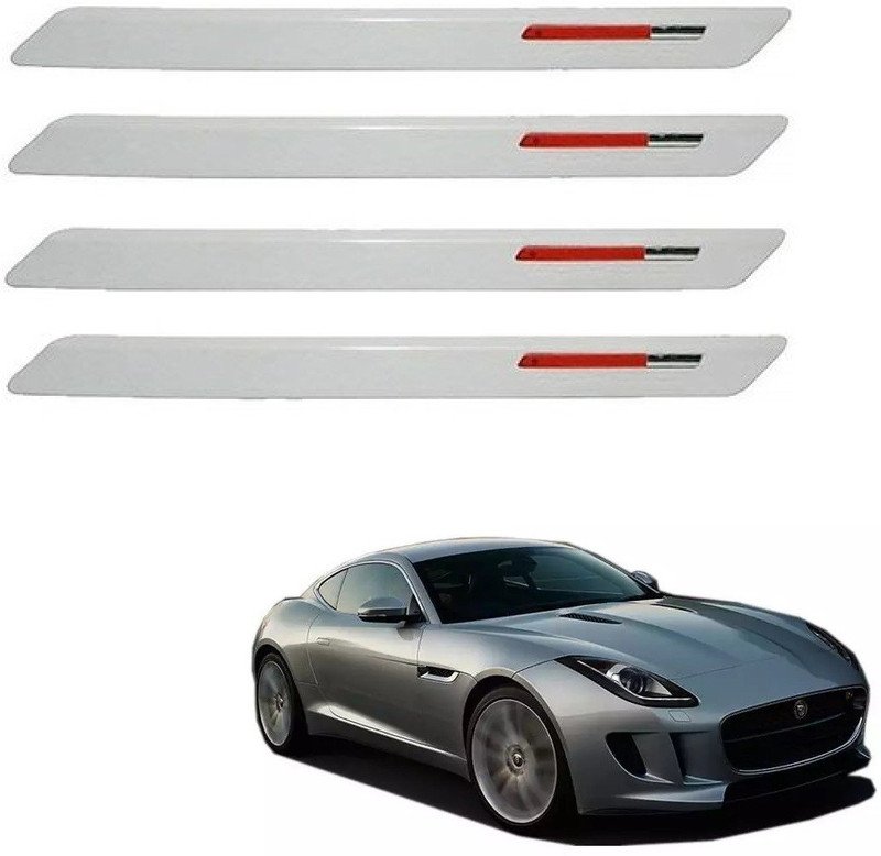 AuTO ADDiCT Stainless Steel, Plastic Car Bumper Guard(White, Red, Pack of 4, Jaguar, XF)