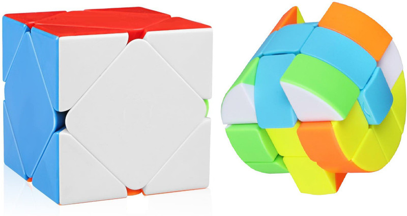 Authfort Z cube Cloud Series 3x3x3 Cylinder Cube & Skweb High Speed Stickerless Cube Combo pack of 2(2 Pieces)