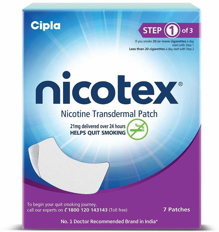 Cipla Nicotex Nicotine Transdermal Patch| 7 Patches (Step 1 - 21mg) Nicotine Patch(1)