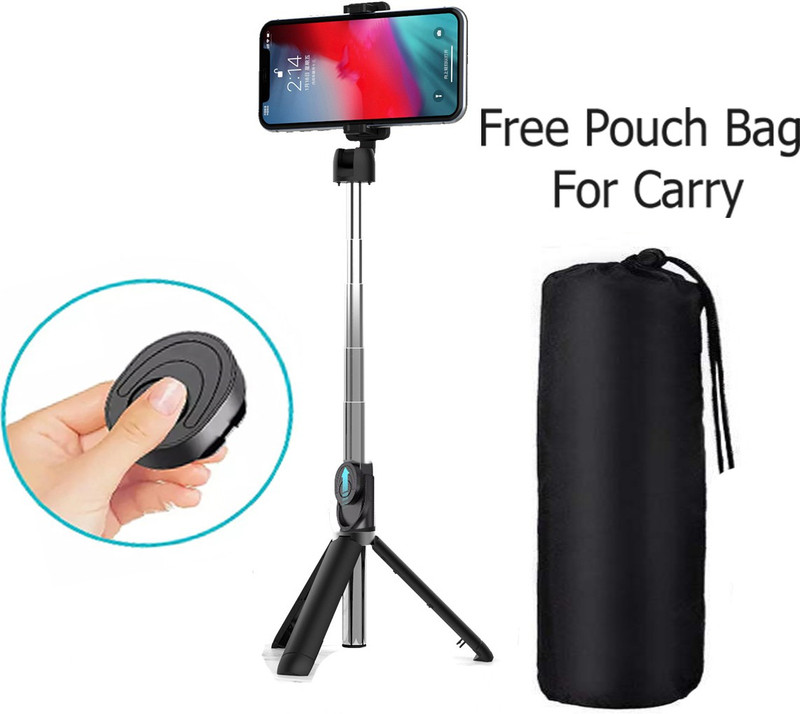 PULTO Portable Foldable Adjustable Lightweight Mobile Holder New Arrival Best Buy 3in1 Multi-Purpose Selfie Stick Stand With Dustproof Bag PUT-XT012 Travel Tripod Stand Flexible Handheld Selfie Stick Holder Action Camera Stand With Mobile Clip Holder & BT Remote Best Use for Make Videos Compatible w