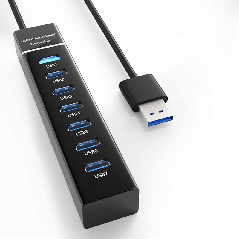 LipiWorld 7 Port USB Hub 3.0,USB Data Hub Splitter for PS4, PS5,Xbox one, MacBook USB Adapter(Black)