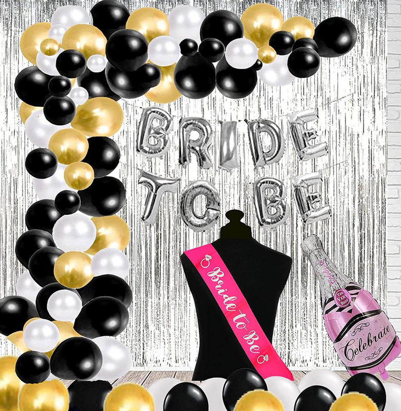Realistic Store Bride to Be Foil Balloons Decoration Combo for Bride Bachelorette Party Decoration with Sash & Champagne Foil(Set of 43)