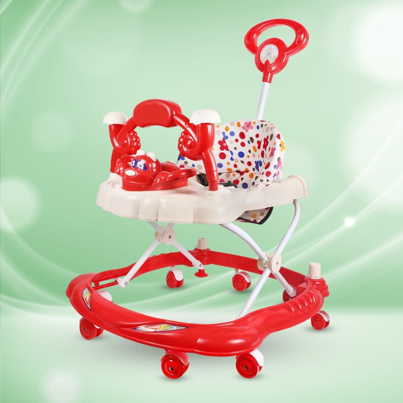 MAGICOLIO Musical 2-in-1 Walker With Parent Rod(Red, White)