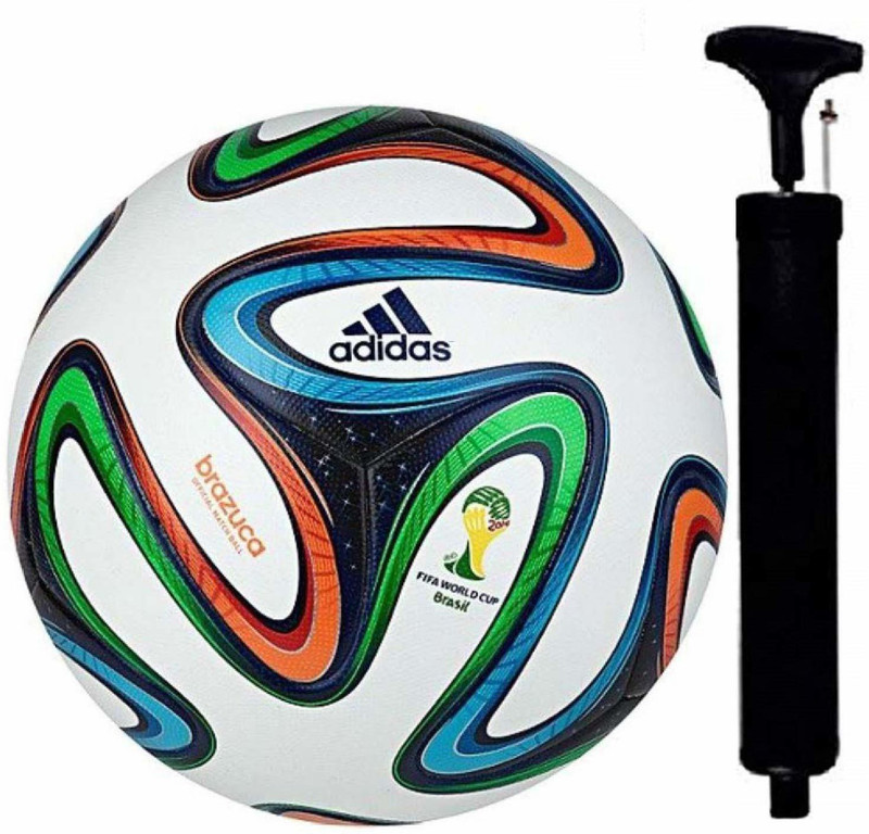 wWAR Brazuca Four Color Football + Air Pump Football Football - Size: 5(Standard, Pack of 1)