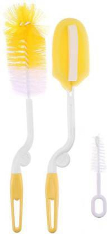 ultimate shopping network Baby Feeding Bottle Brush and Nipple Cleaner with Hook Water Bottle Brush Set(Yellow)