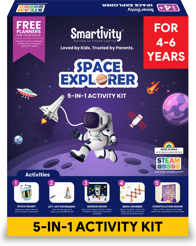 Smartivity Junior Space Explorer STEM Educational DIY Fun Toys, Educational & Construction based Activity Game for Kids 4 to 6, Gifts for Boys & Girls, Learn Science Engineering Project, Made in India(Multicolor)